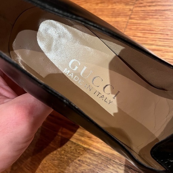 Gucci Heeled Loafers Black and Gold Size 4.5 B Desginer - Picture 8 of 8